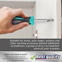 Vista 6 de Amartisan 18-en-1 - Juego de destornilladores multipunta todo en uno, destornillador portátil multiusos, ranurado/Philips/Pozi/Torx/cuadrado, Azul