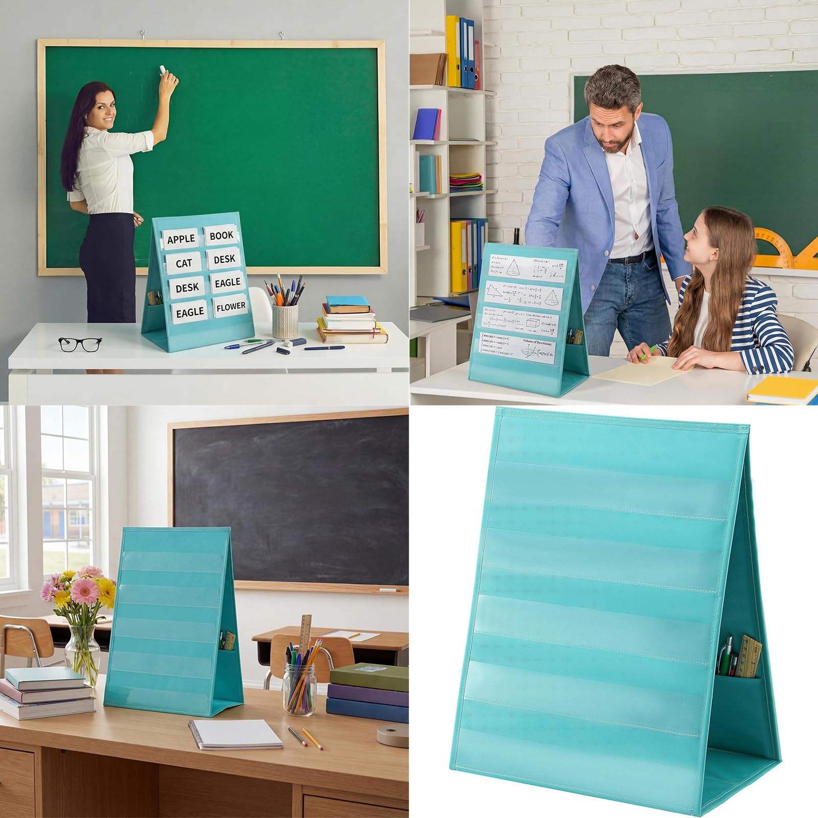 Tabellone pieghevole in tessuto Oxford 600D con sezioni in PVC trasparente per uso scolastico e professionale Inserto portafoglio portatile