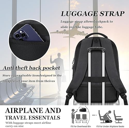 Miniatura 6 de Mochila de viaje para hombres y mujeres, mochilas para laptop de 15.6 pulgadas con puerto de carga UBS 1, B1-gris, Gris