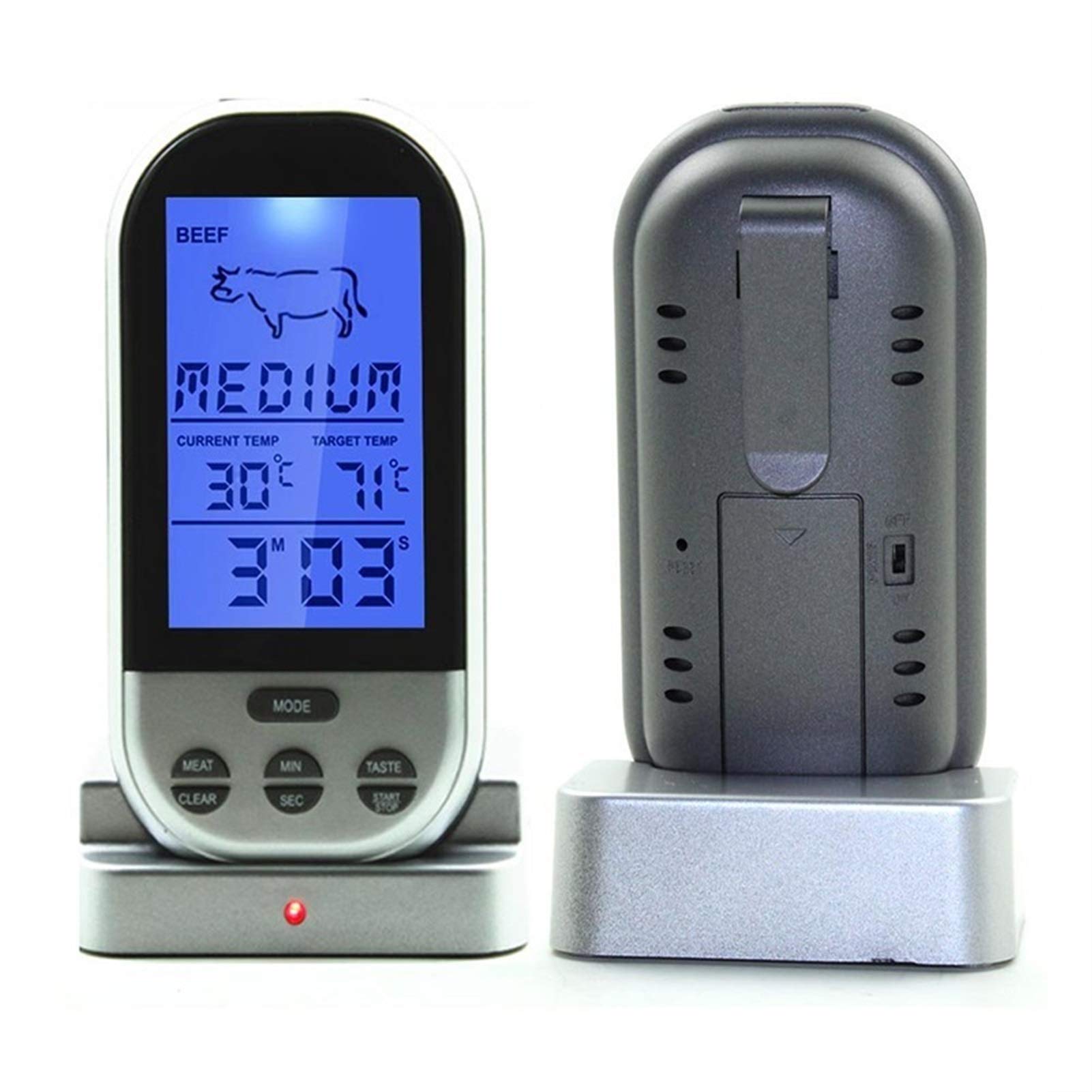 Termometro Igrometro Termometro digitale BBQ BBQ Grigliatura della sonda alimentare Termometro da cucina Strumenti di cottura con allarme timer Termometro igrometro per interni(A)