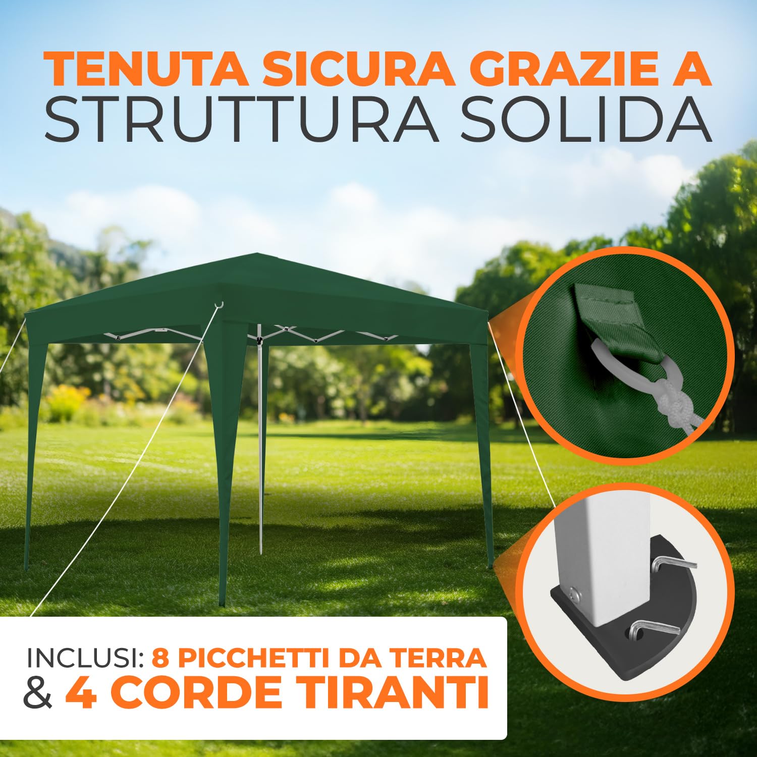 Kronenburg Gazebo Pieghevole 100% Impermeabile, Tenda da Giardino, 3 x 3 m o 3 x 6 m – con Protezione UV 50+, Colore e Lati a Scelta
