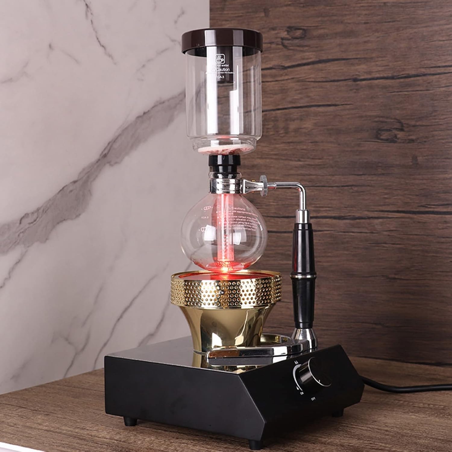 Siphon-Kaffeebrenner, Halogen-Siphon-Brenner-Heizung, Kaffee-Heizofen mit Temperaturregelung, Drehschalter, einstellbare Hitze, energiesparend, keine offene Flamme, for Siphon-Kaffeemaschine.(Black)