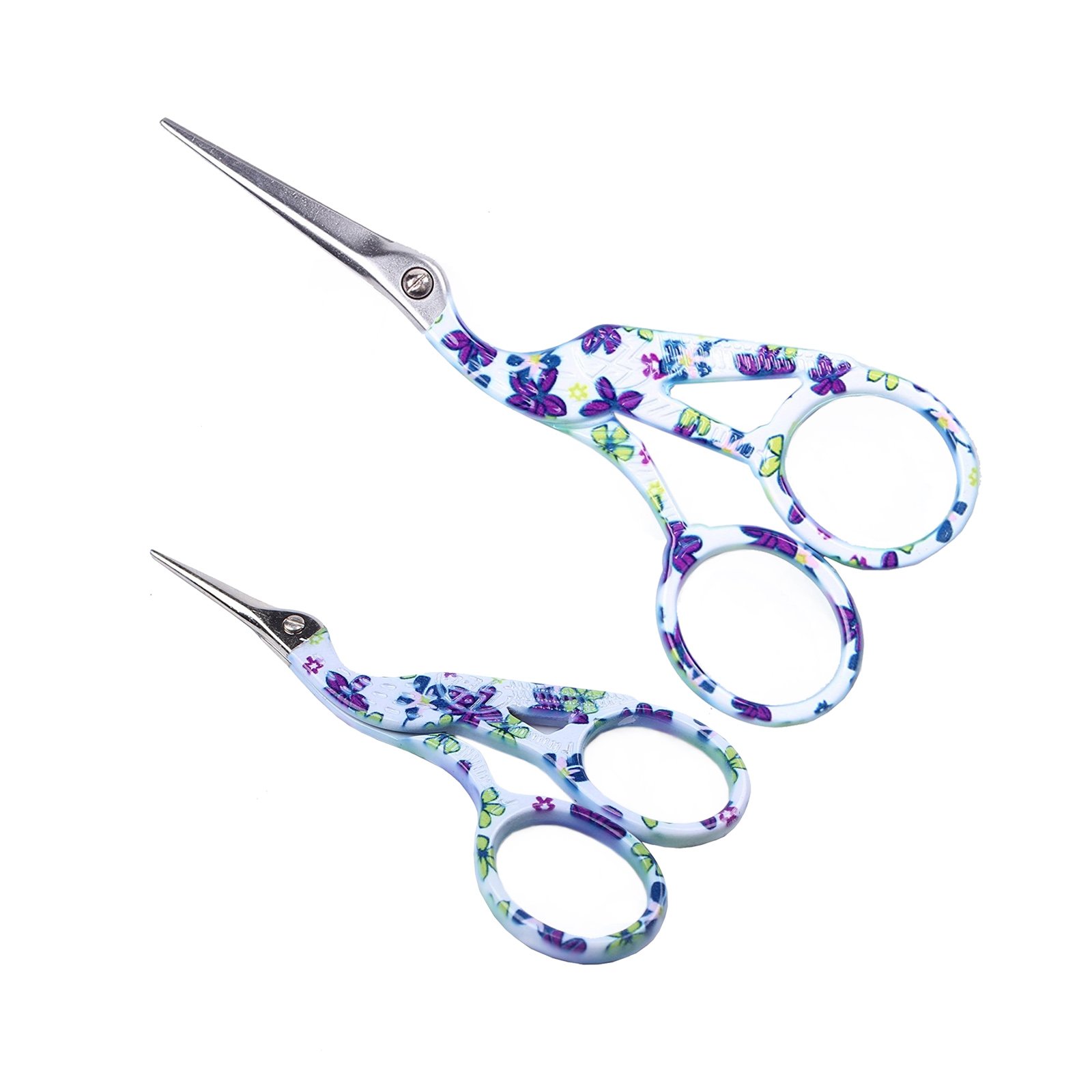 BIHRTC 2 Pairs Stainless Steel Sharp Tip Classic Stork Scissors Crane Design Sewing Scissors DIY Tools Dressmaker Shears Scissors for Embroidery, Craft, Needle Work, Art Work (3.6"-1pc+4.5"-1pc.)