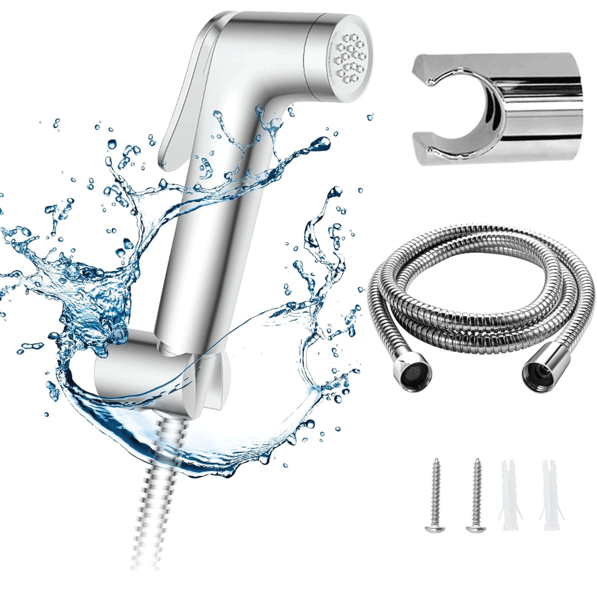 Shattaf Set, Bidet Sprayer for Toilet with 47 inches Stainless Steel Bidet Hose, Bathroom Spray for Personal Hygiene, Chrome, 3 Mode Adjustable Water Pressure of bidet sprayer with Flow Regulators