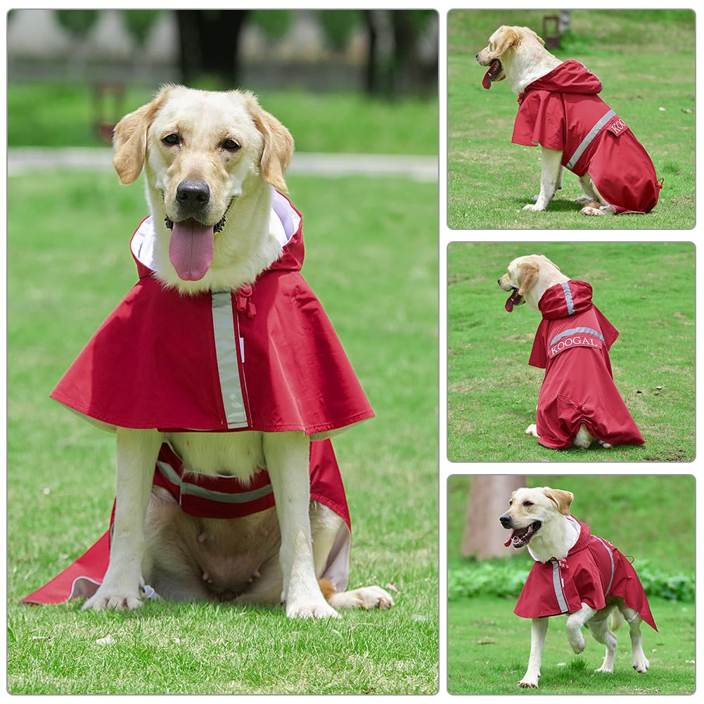Imperméables pour Chiens avec Capuchon Impermeable Chien, Manteau Chien Imperméable, ultraléger et aéré avec Bandes réfléchissantes pour Chiens Moyens à Grands (Rouge, 4XL)
