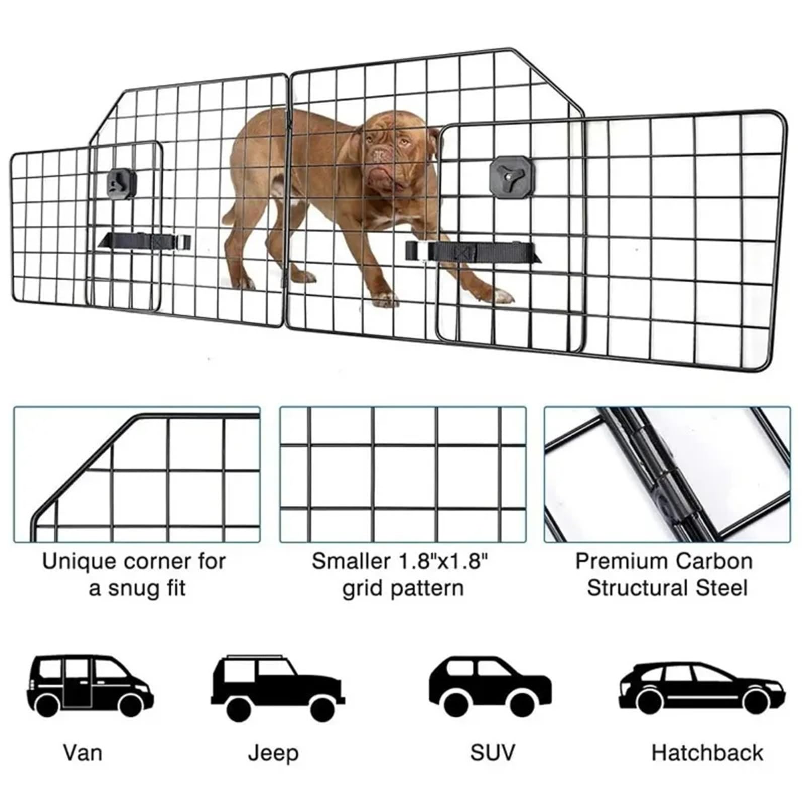 Barrera de coche ajustable para perro, transpirable, divisor de maletero de mascotas, red de protección de viaje para perros, accesorios de viaje