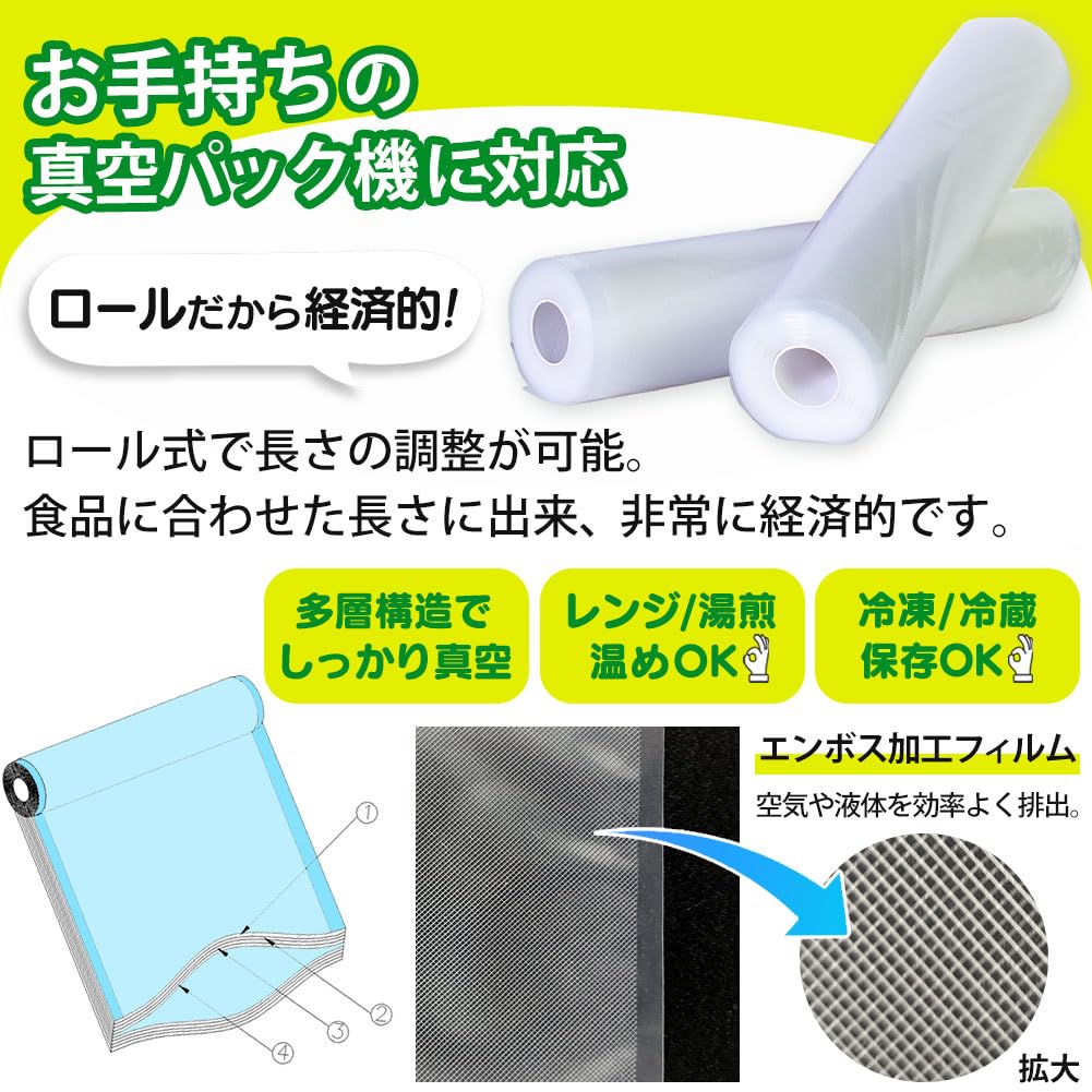 Amazon.co.jp: 真空パック袋 【20cm×600cm 2本】 真空パックん 対応