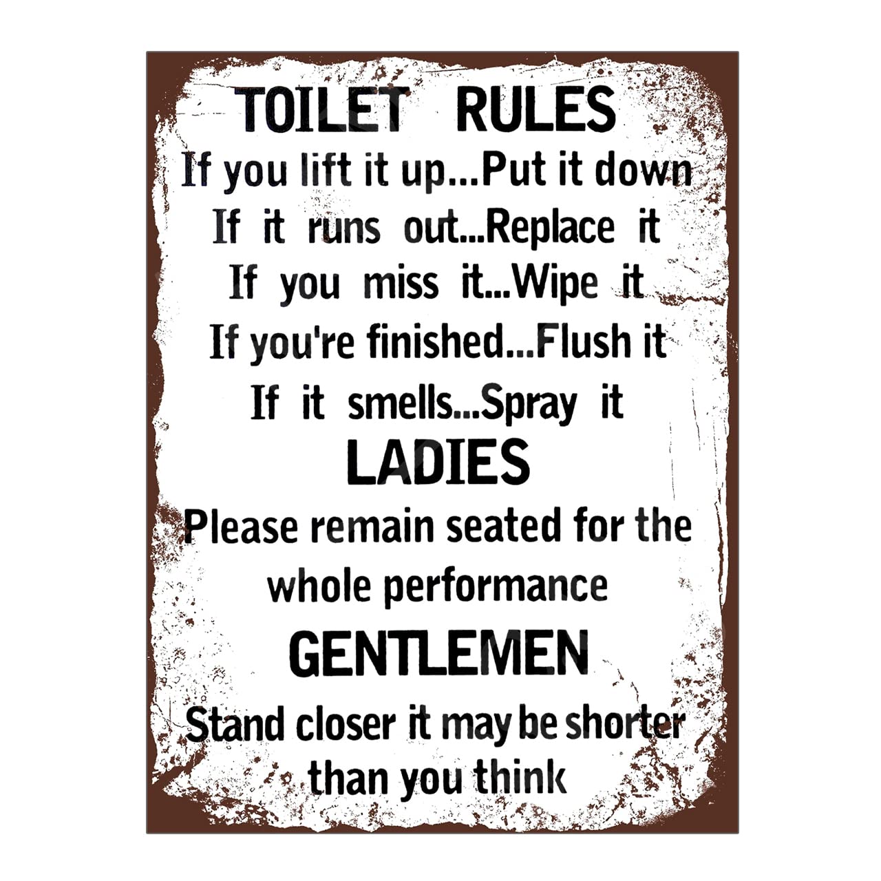 Metal Sign Plaque Print Poster Retro Toilet Rules Ref12789 10x8in
