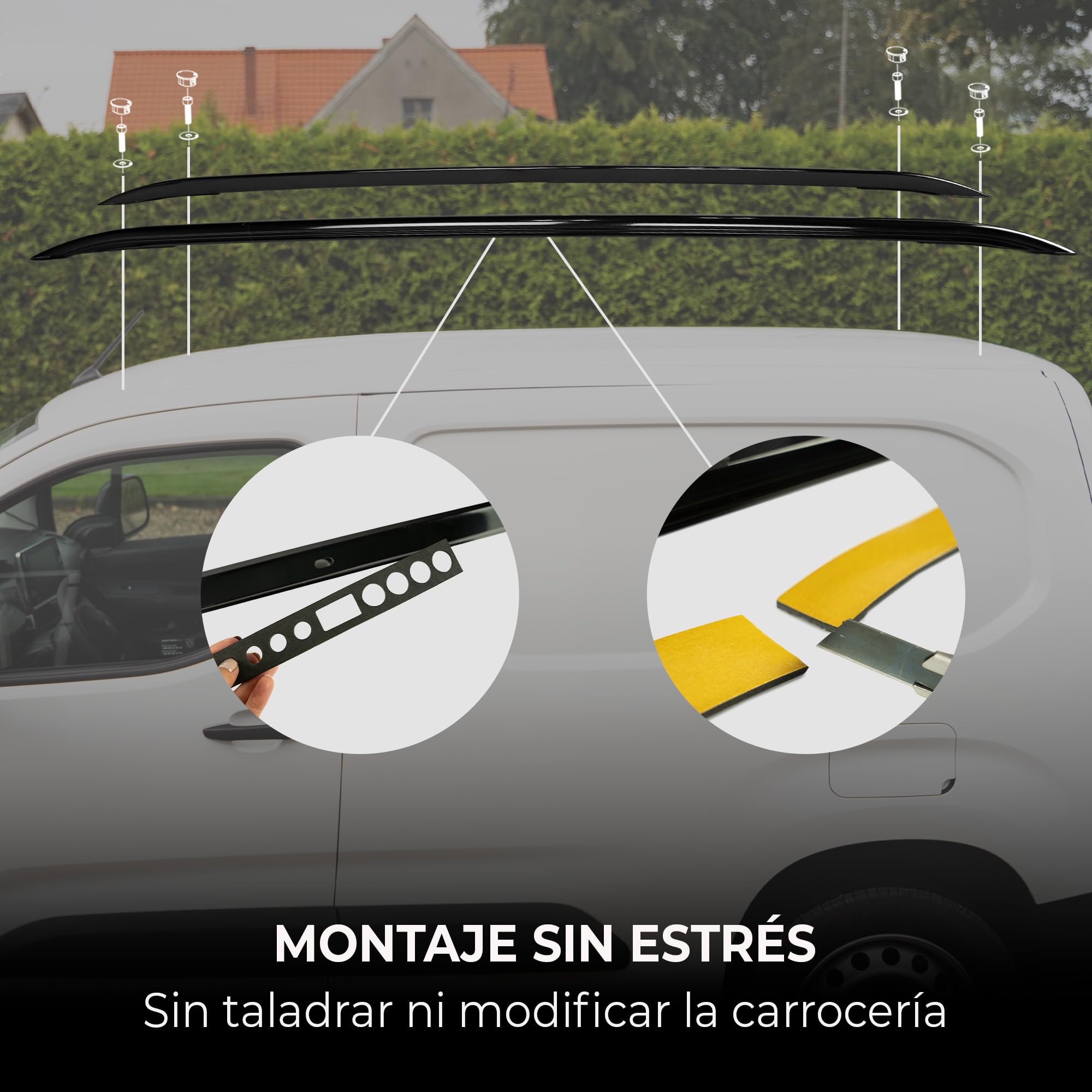 CHROMEMASTER | Barras De Techo Integradas Compatibles con Opel Combo L1 Standard Corto 2018+; Instale En Las Barras De Techo Un Portaequipajes, Un Cofre De Techo O Una Cesta De Techo | Aluminio
