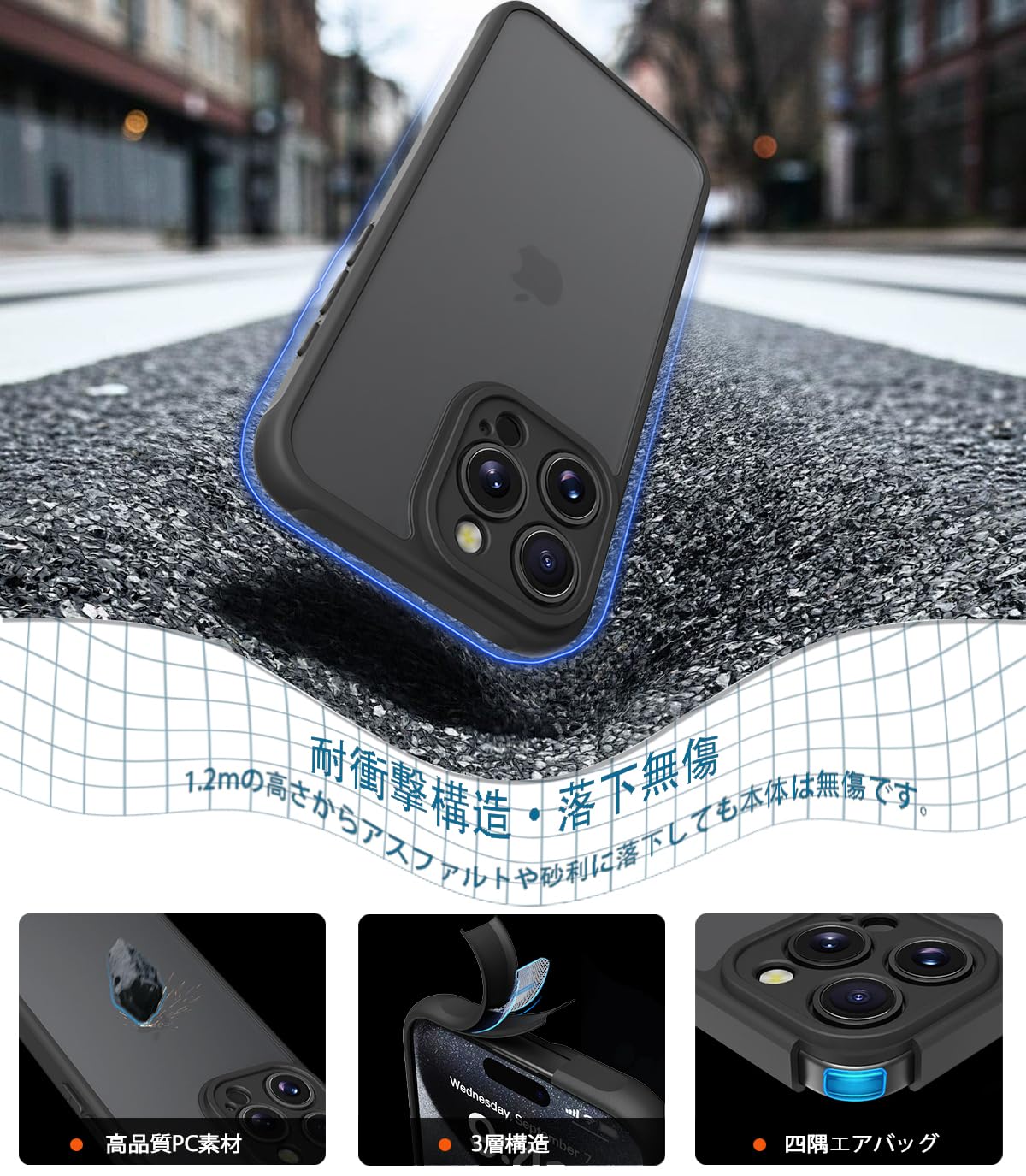 Amazon.co.jp: PINLISHENG Phone 15 Pro ケース 半透明 マット 米軍MIL