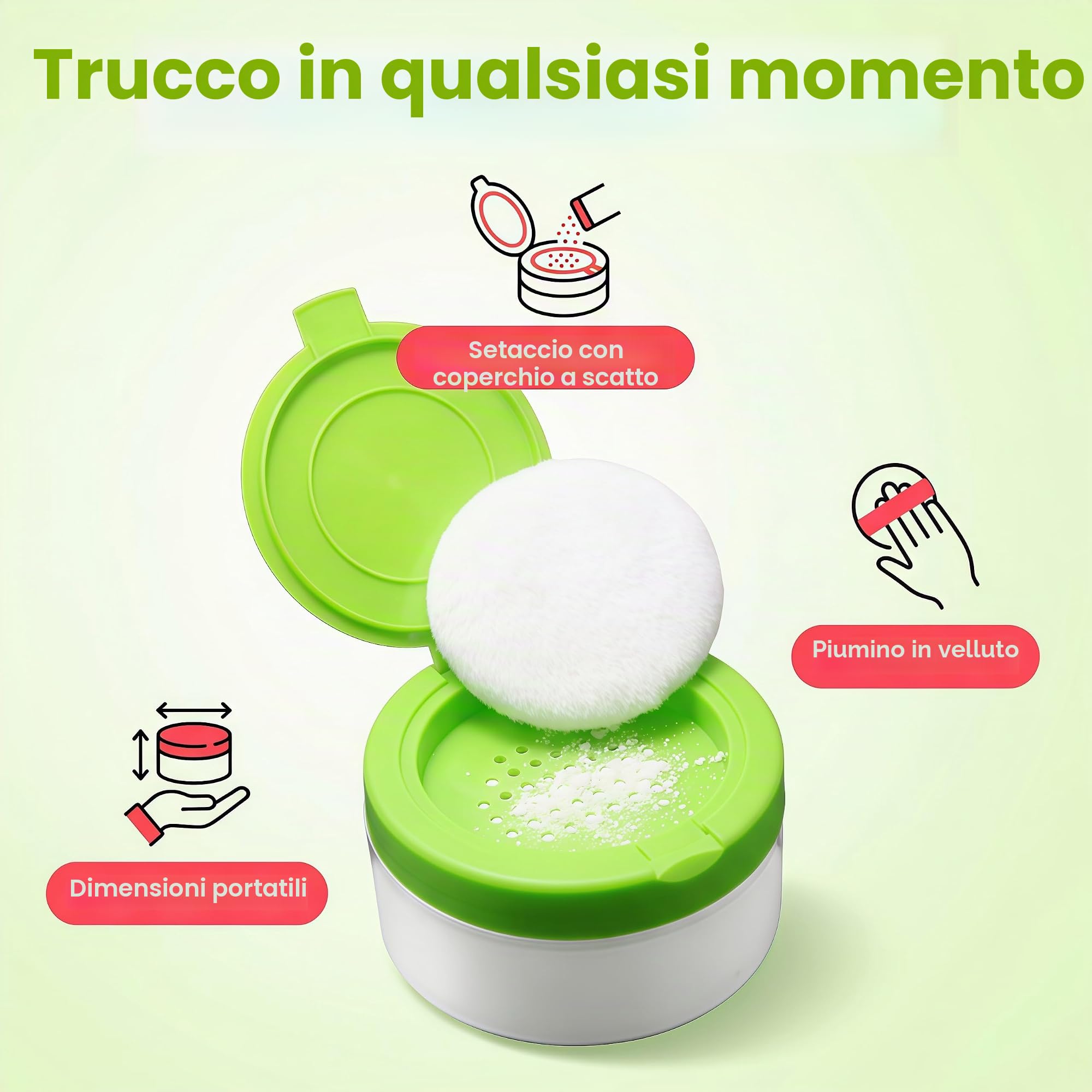 Plastica Verde Cura Pelle Bambino Dopo-bagno Soffio Polvere Talco Contenitore Dispenser Trucco Caso