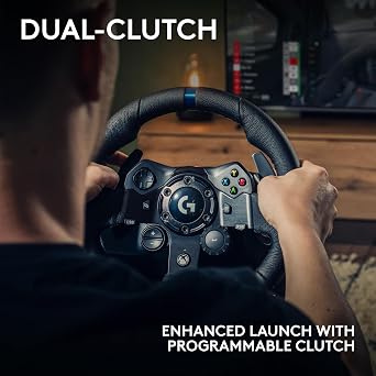 Logitech G923 Racing Wheel and Pedals for Xbox X|S, Xbox One and PC Featuring TRUEFORCE up to 1000 Hz Force Feedback, Responsive Pedal, Dual Clutch Launch Control, and Genuine Leather Wheel Cover