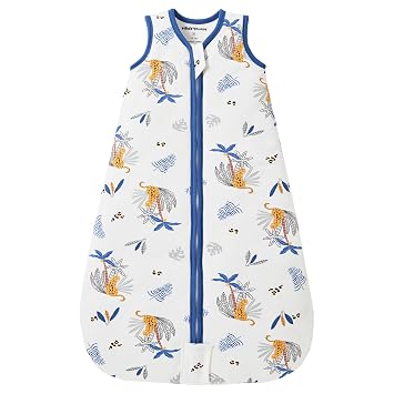 Baby Sleeping Bag 2.5 TOG Cotton Winter Sleep Sack for Newborn babies, Unisex Baby Wearable Blanket with Animal Patterns, Cheetah, S