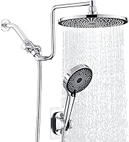 Vista 11 de Cabezal de ducha de alta presión de 10 pulgadas con combo de mano, brazo de extensión de 12 pulgadas de altura ajustable, potente cabezal de ducha