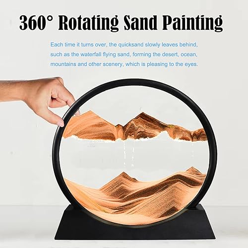 Miniatura 3 de Yinhamnl Movimiento líquido de arte de arena, reloj de arena 3D de mar profundo, imagen artística de arena en movimiento, pantalla redonda de