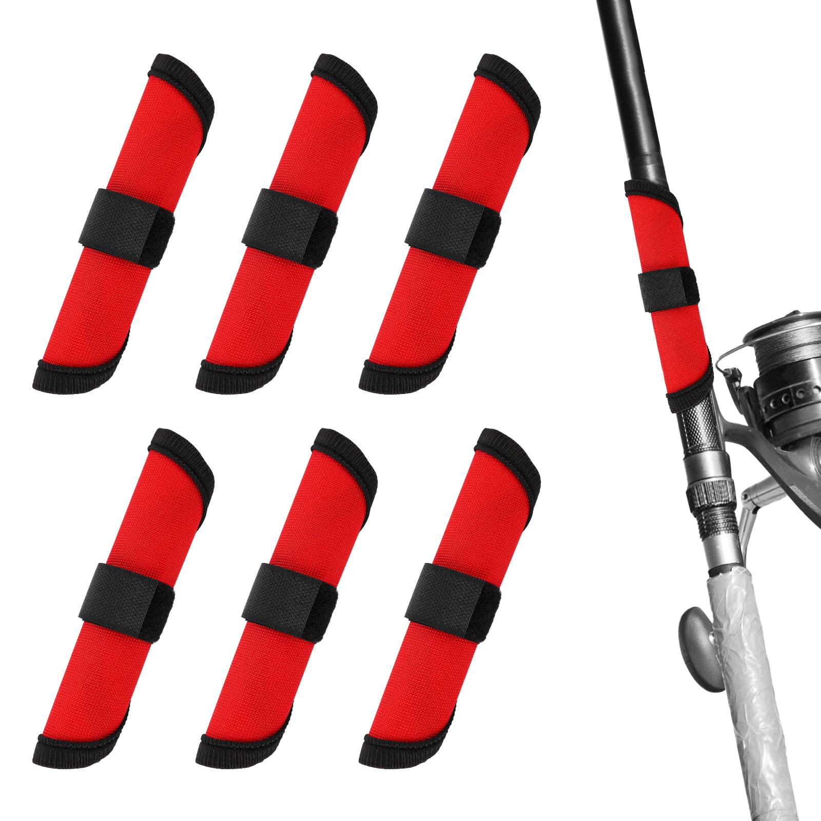 6pcs Fishing Lure Wraps, 5.9in Bait Gloves for Fishing Lure Hook Covers Easily See Lure Shield Plastic Lure Guards Lure Covers for Fishing Rod Armour Fishermen Safe Fishing Accessories