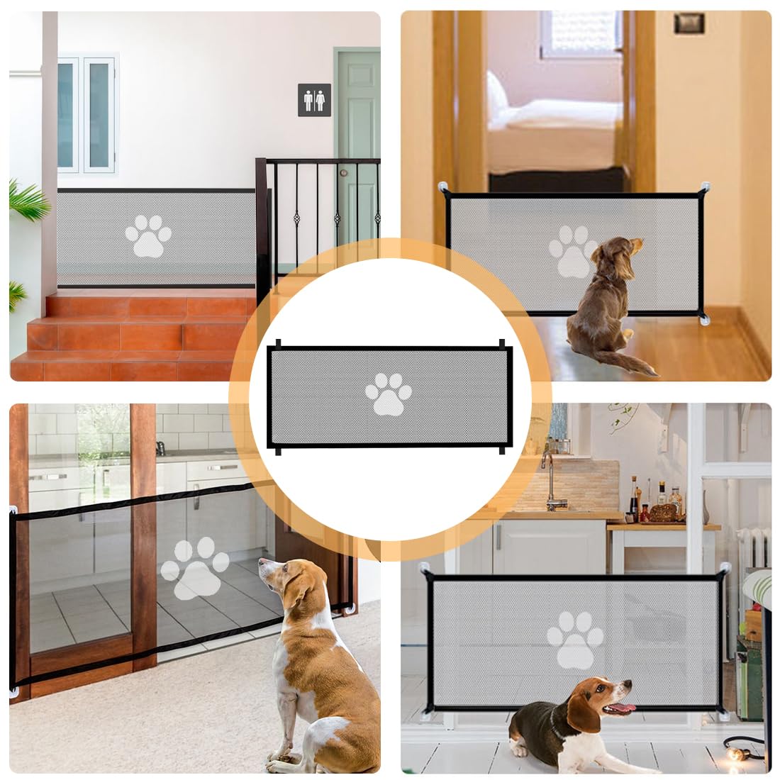 1 Pcs Cancello Sicurezza Cani Gatti Animali Domestici, 180x78 Cm, Scale Porte Esterno Recinto, Portatile Pieghevole Universale, Cancelletto per Bambini Estensibile, Porta Divisorio Cancelletto