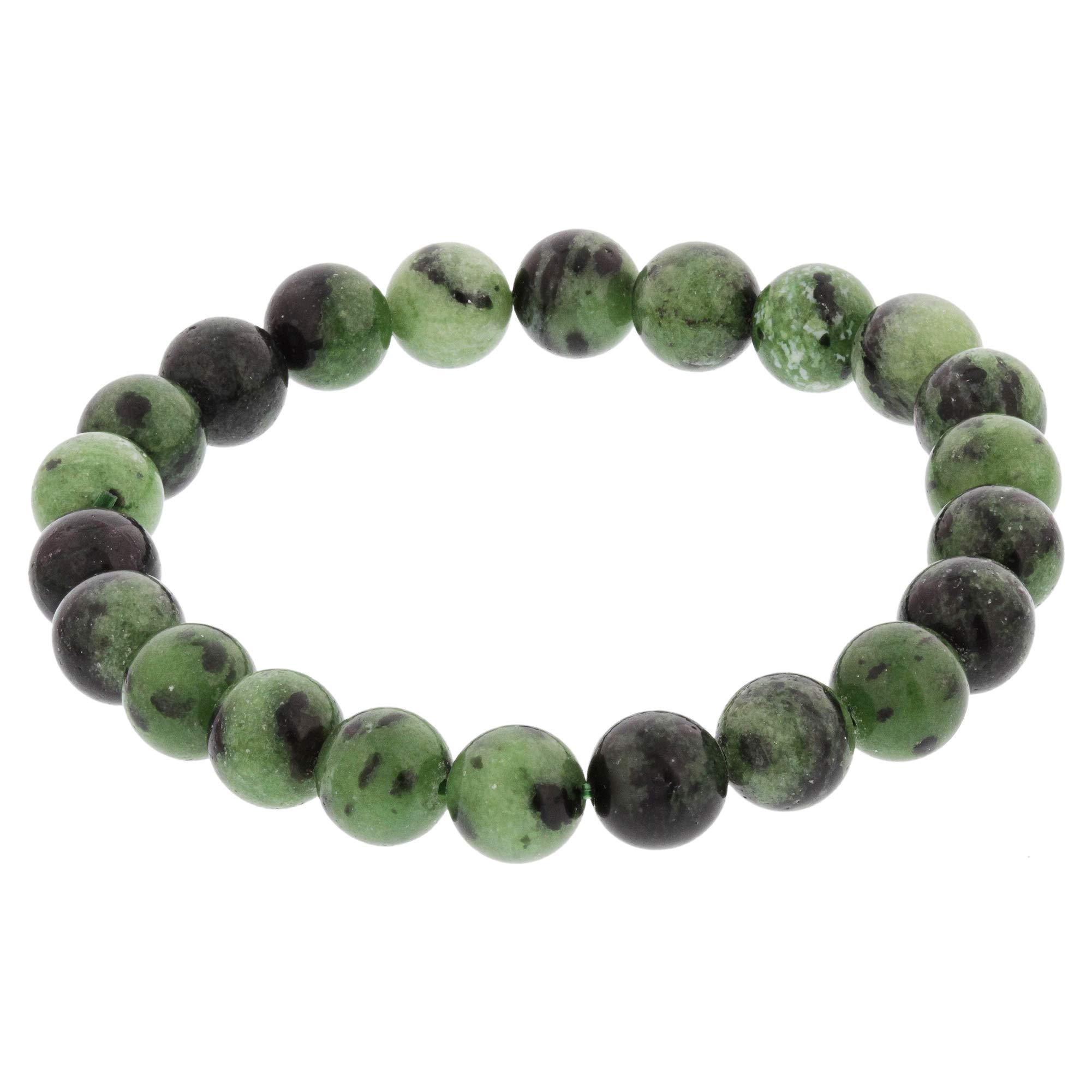 8mm Genuine Ruby Zoisite Gemstone Round Beads Handmade Stretch Bracelet One Size Fits All