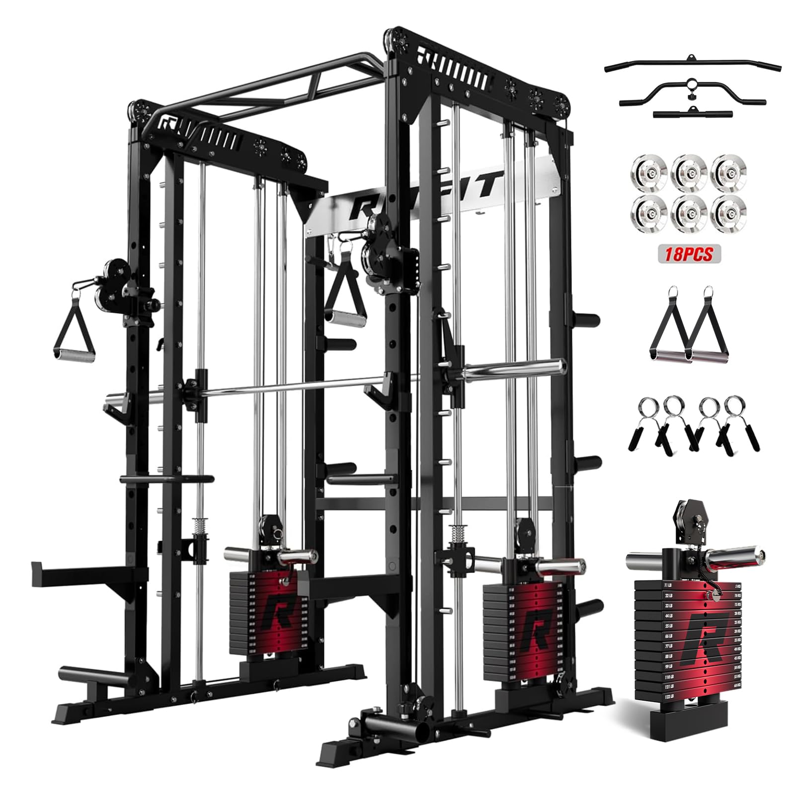 RitFit M1 Pro Smith Machine with Weight Stack Package Power Cage Home Gym