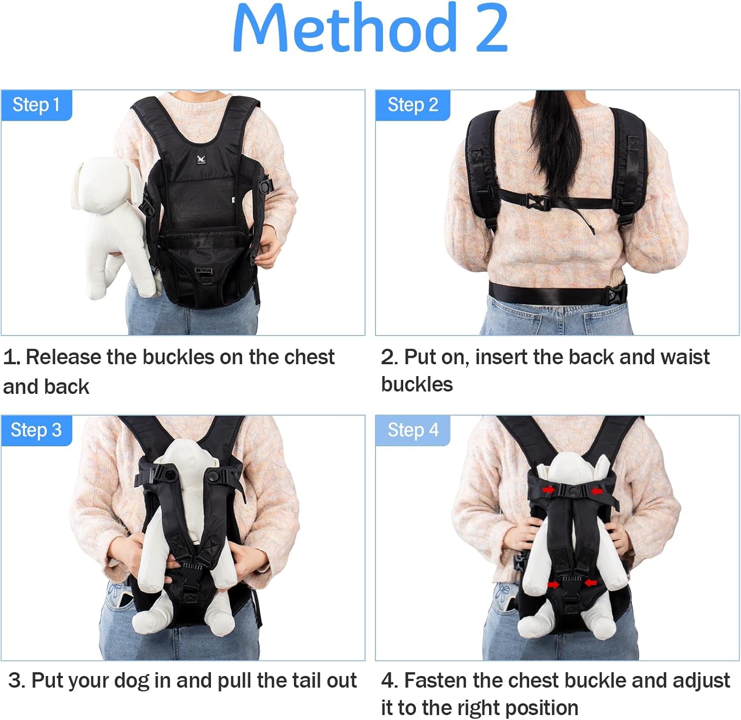 A,XL,Hundetransporter für kleine Hunde, Katzenrucksack, Freisprech-Reisetasche für Katzen und Hunde, Haustier-Fronttrage-Rucksack