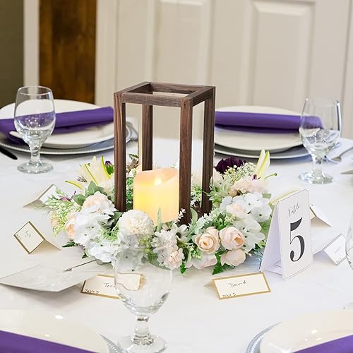 Miniatura 2 de Farol de madera con vela LED, farol de boda, centros de mesa, decoración rústica de mesa de boda, decoración de casa de campo con velas sin llama