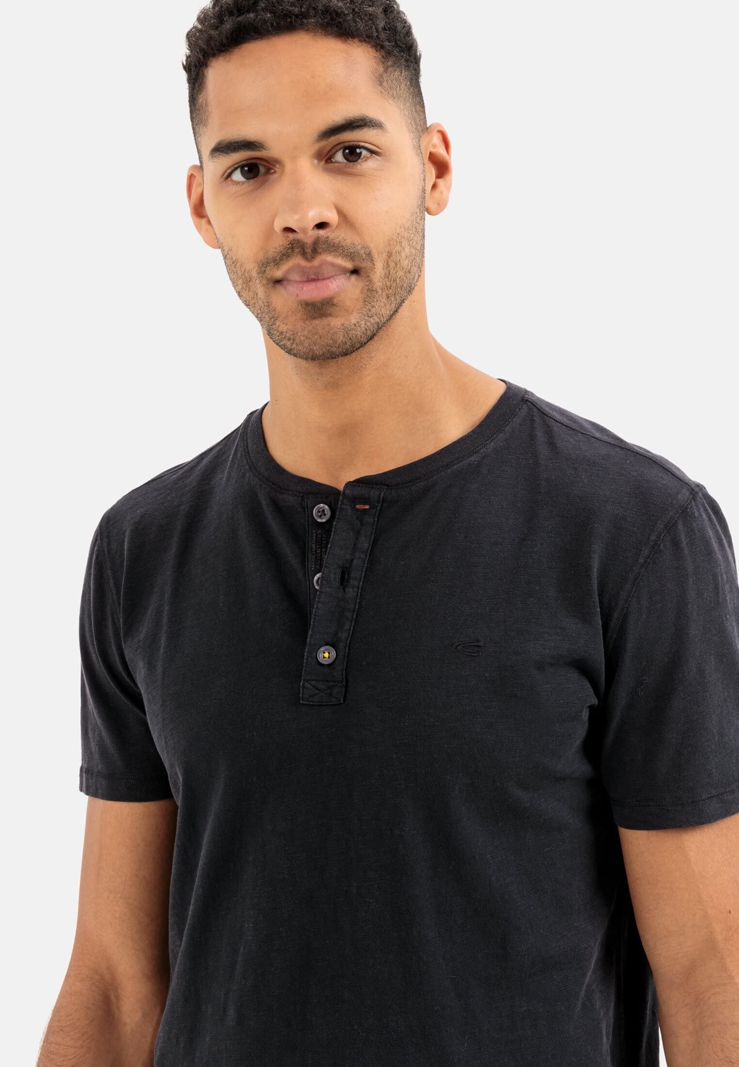camel active Koszulka Mężczyźni T-shirt Henley z krótkim rękawem z zapięciem na guziki