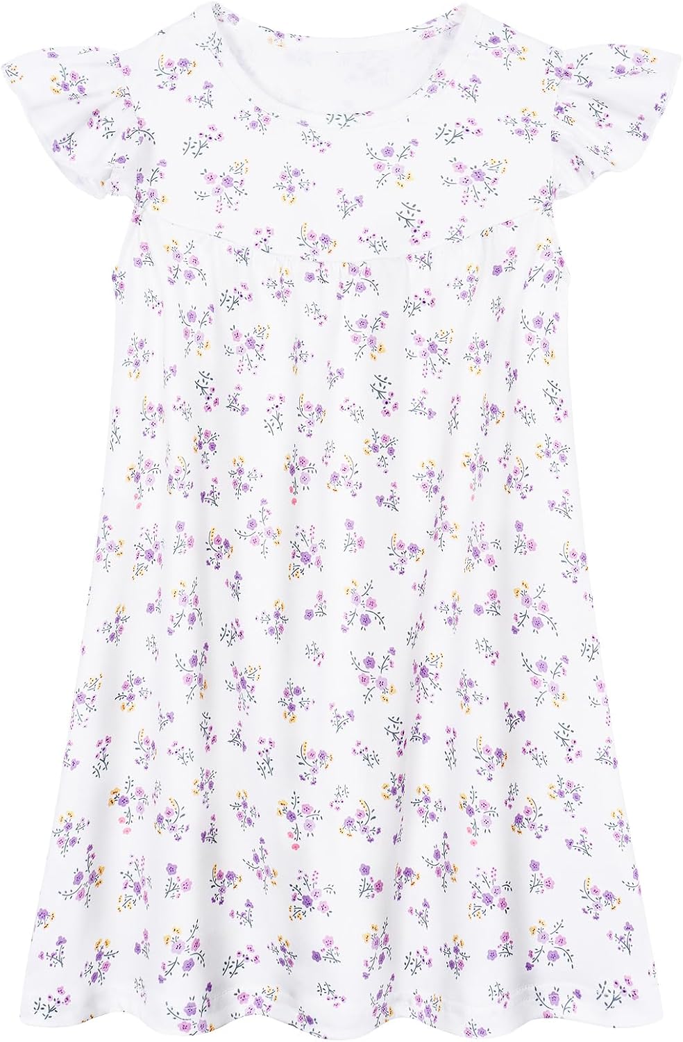 WonderBabe Girls Nightgowns Flutter Short Sleeves Sleepwear Kids Pajamas Princess Nightgown Soft Night Dress for Toddler Girl