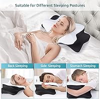 Vista 3 de DONAMA - Almohada cervical ortopédica para alivio de dolor del cuello, espuma viscoelástica contorneada, soporte ergonómico para dormir de lado