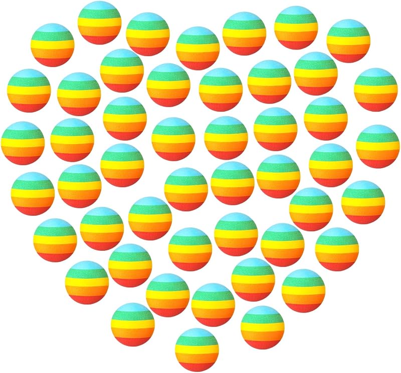 48 Pieces Popper Refill Balls, Rainbow Refill Bullet Balls, 1.1 Inch Foam Bullet Ball Soft Foam Balls Foam Replacement Balls for Popper Refills