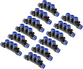 HARFINGTON 20pcs Inline Manifold Union Fitting 4mm(5/32") OD 5 Ways Plastic Pneumatic Push to Connect Tube Fittings Push Lock Quick Release Connectors
