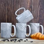 Coffee Mugs Ensemble de 4,16 OZ Grandes tasses de café en marbre grandes tasses à thé en céramique avec poignée pour boissons chaudes et froides, ensemble tasse de café gris
