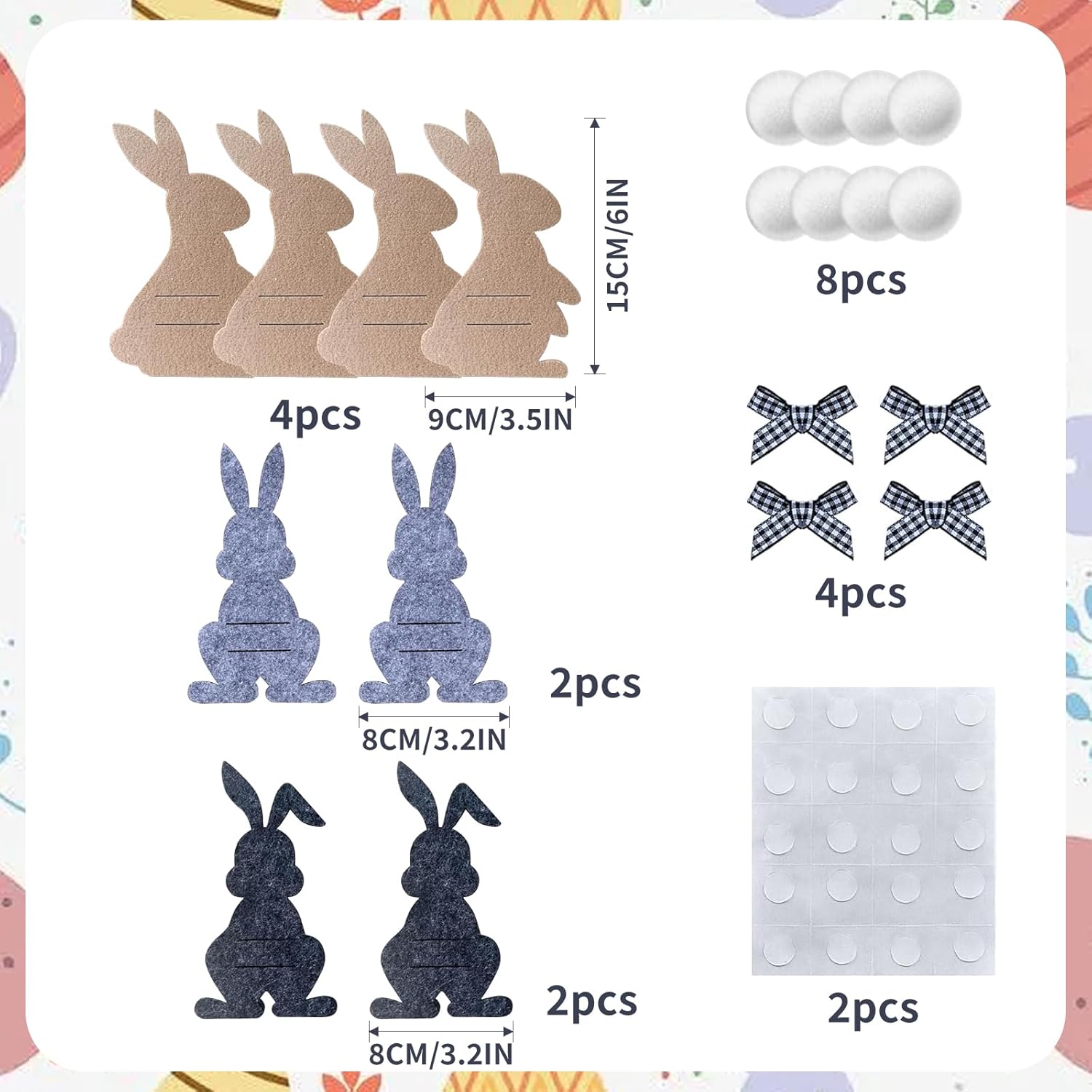 Easter Gifts - 8 Felt Easter Bunnies Money Gift Packaging, Easter Creative DIY Set, Easter for Family Friends Colleagues