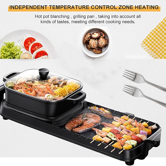 Olla Eléctrica Grill y Hot Pot 2 en 1, 2200W, 110-240V miniatura 2