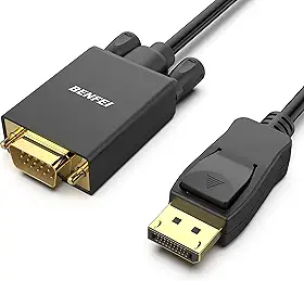 BENFEI Cabo DisplayPort para VGA de 3 metros, cabo unidirecional DP DisplayPort computador para monitor VGA macho para macho, cabo banhado a ouro compatível com Lenovo, Dell, HP, ASUS e outras marcas