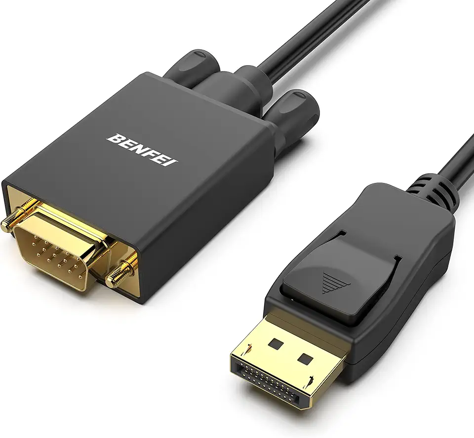 BENFEI Cabo DisplayPort para VGA de 1,8 m, cabo unidirecional DP DisplayPort computador para monitor VGA macho para macho, cabo banhado a ouro compatível com Lenovo, Dell, HP, ASUS e outras marcas