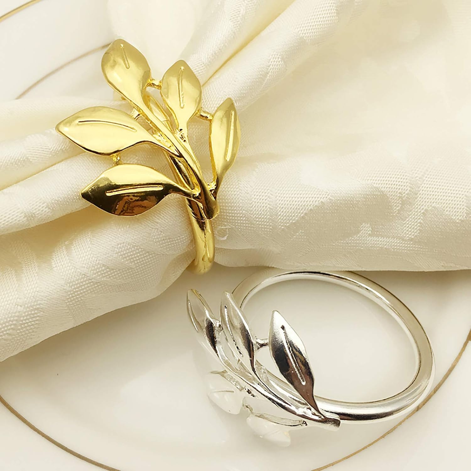 Exclusive Special YOUJIA Maple Leaf Napkin Rings Set of 12, Fall Napkin Holder Ring Used for The Christmas, Wedding and Fall Party Adornment Everyday Use(Gold) 🔥 Hot Deals YOUJIA Maple Leaf Napkin Rings Set of 12, Fall Napkin Holder Ring Used for The Christmas, Wedding and Fall Party Adornment Everyday Use(Gold)