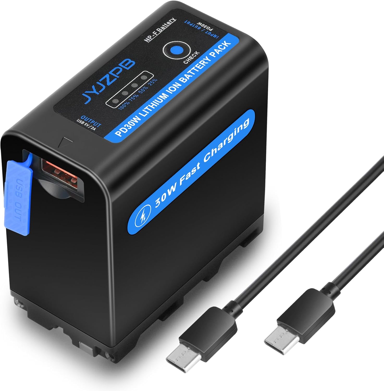 JYJZPB 10500mAh NP-F970 Battery with PD 30W USB C Port for Sony NP-F970 F750 F550 F570 F330, Upgraded NPF Battery for Sony Handycam Camcorder, Monitor, LED Light