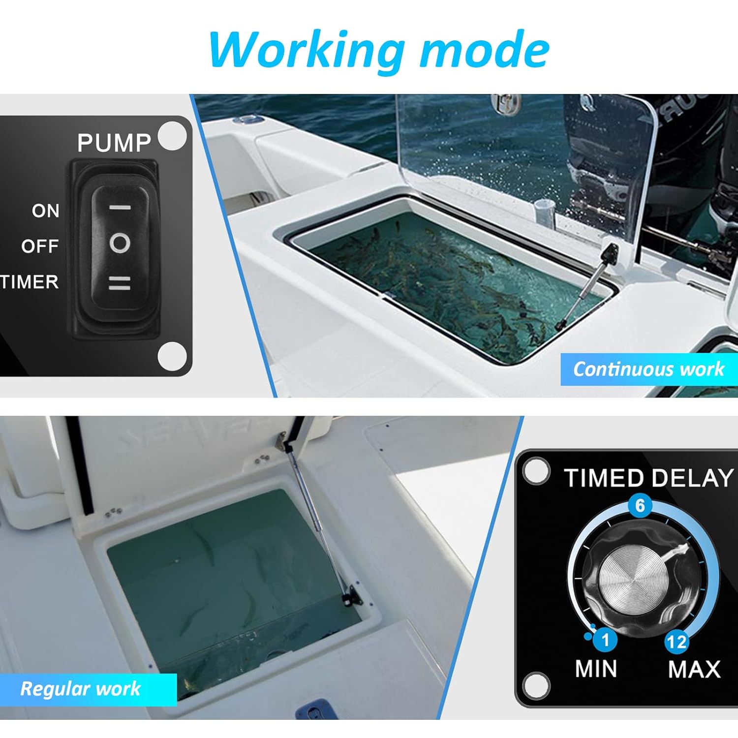 Livewell Timer Switch, Briidea Aerator Timer with Intelligent Timing Control, Waterproof and Corrosion-Resistance