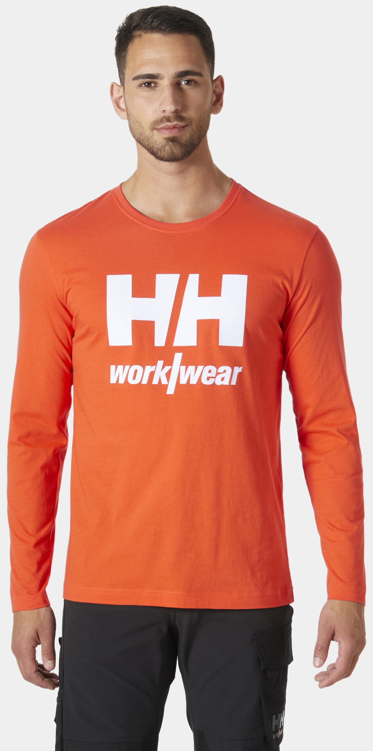 Helly-Hansen Ropa de trabajo clásica con logotipo de manga larga para hombre, Naranja oscuro 290, Large