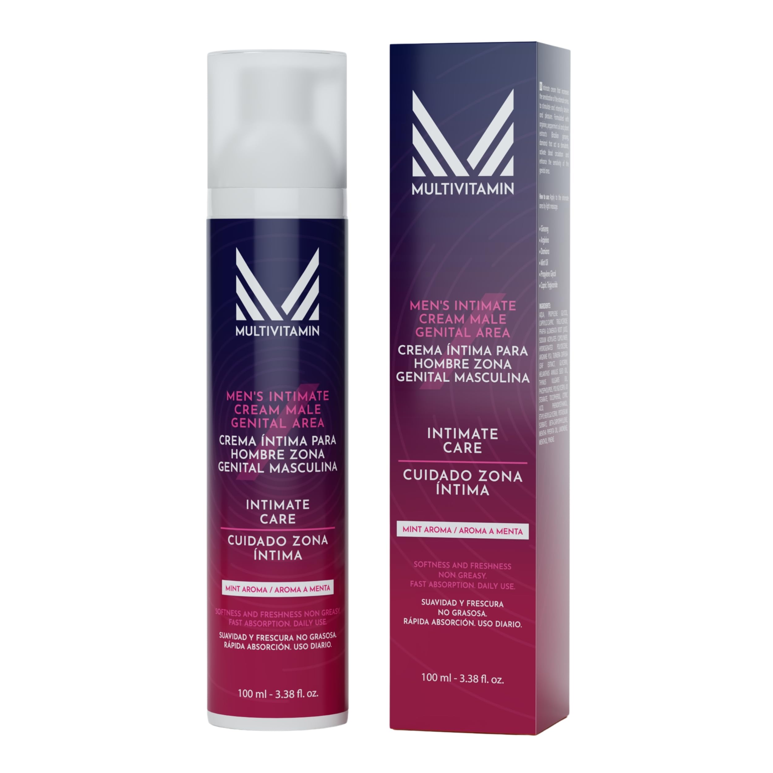 Crema Sensibilizadora Para Pene y Testículos, 100 ml | Con Extractos Vegetales | Hidrata, Estimula y Realza la Sensibilidad | Crema Íntima Hombre De Uso Diario | Fabricada en España - Multivitamin
