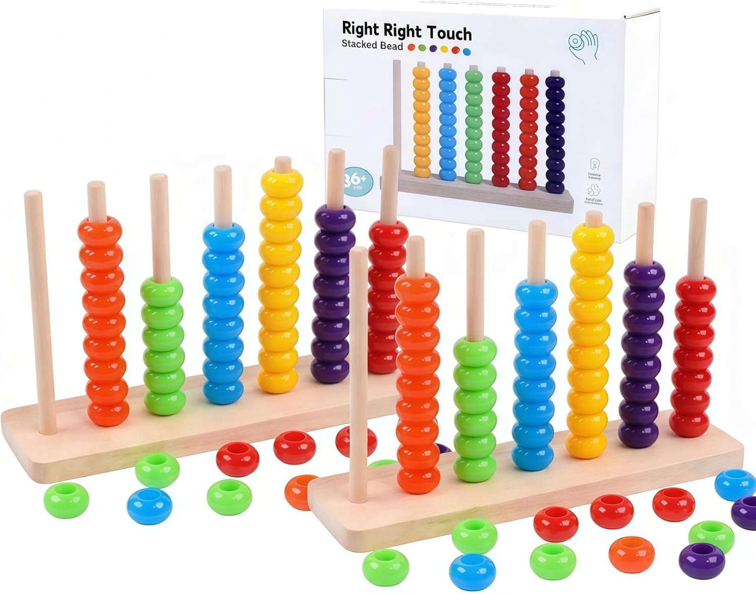 Color Matching Stacking Puzzle Game for Kids & Adults – Fast-Paced Pattern Challenge Ring Stack Brain Teaser – 2 Player Competitive Tabletop Game Night Set with Racks, 60 Rings