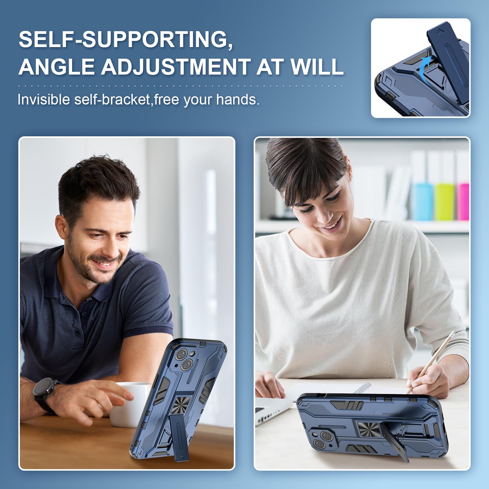 Funda para Xiaomi Redmi Note 15 Pro 5G, Carcasa Antigolpes con Soporte anular metálico, Case Protectora de Grado Militar, Azul — view 179