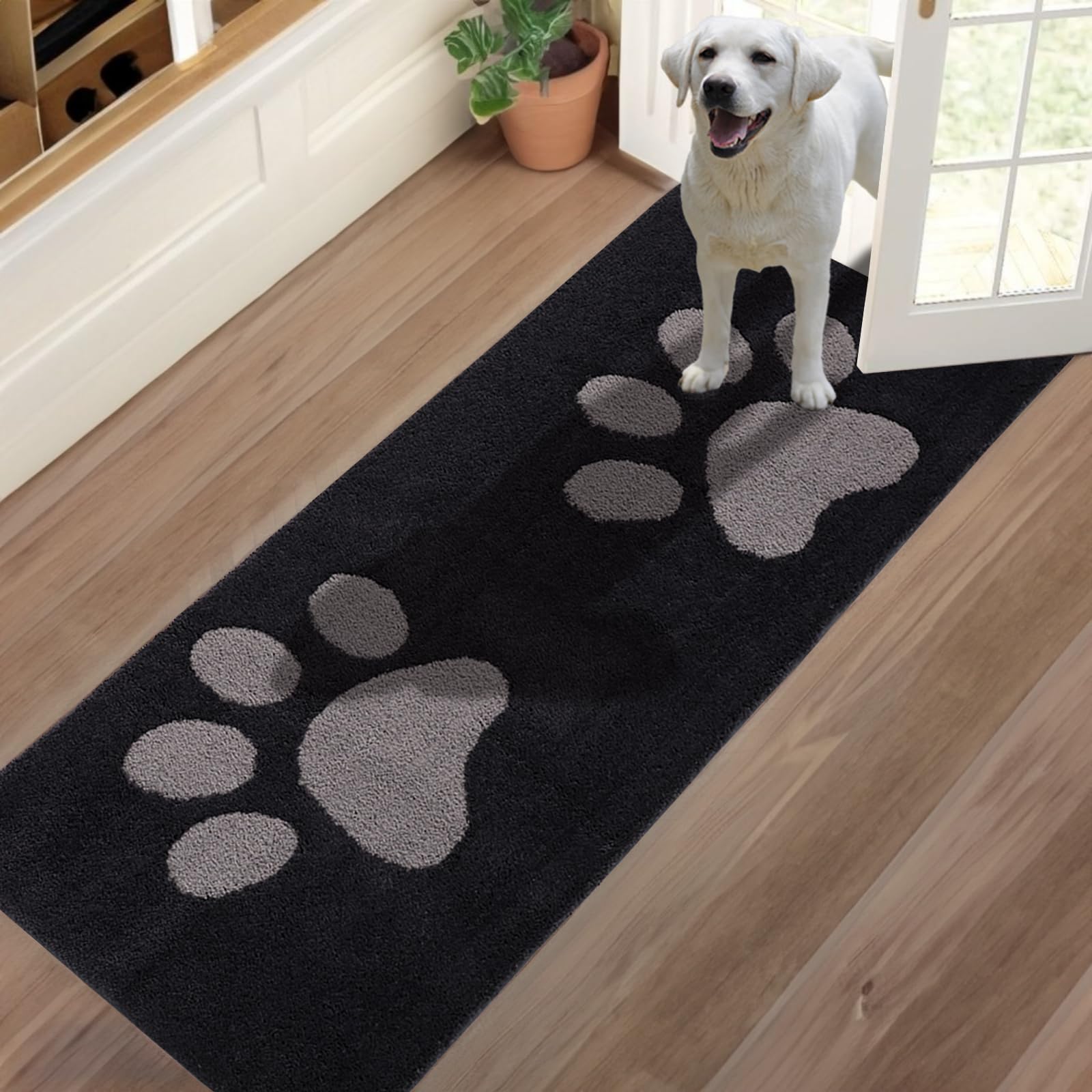 Oiilores Dirt Trapper Door Mat Indoor 80 x 178 cm, Non-Slip Washable Rug, Low-Profile Inside Doormats for Entryway, Super Absorbent Dog Mats for Muddy Paws, Dark Grey