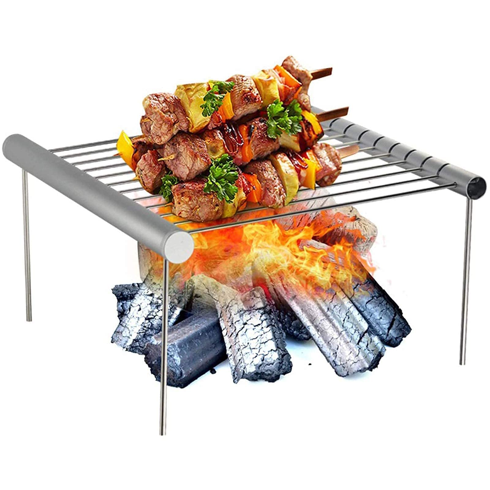 Ognisko na zewnątrz grill, składany przenośny grill kempingowy Mini ognisko ze stali nierdzewnej węgiel drzewny grill gazowy stojak na grilla na zewnątrz wielofunkcyjny grill