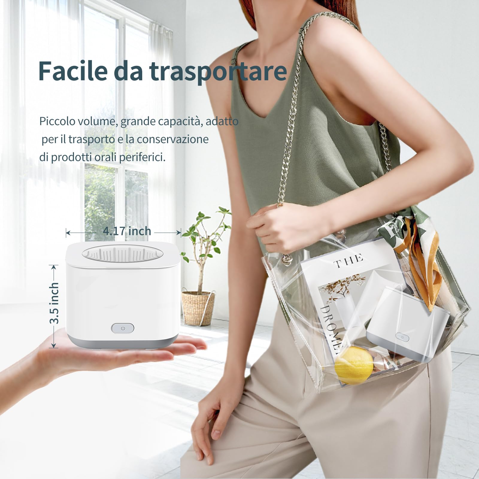 Pulitore Ultrasuoni per Bite, 43000Hz Pulitore ad Ultrasuoni per Protesi, Allineatori, Fermi, Vassoi Sbiancanti, Monete, Testine di Spazzolini da Denti, Pulizia Ultrasuoni Efficiente a 360° 200ml