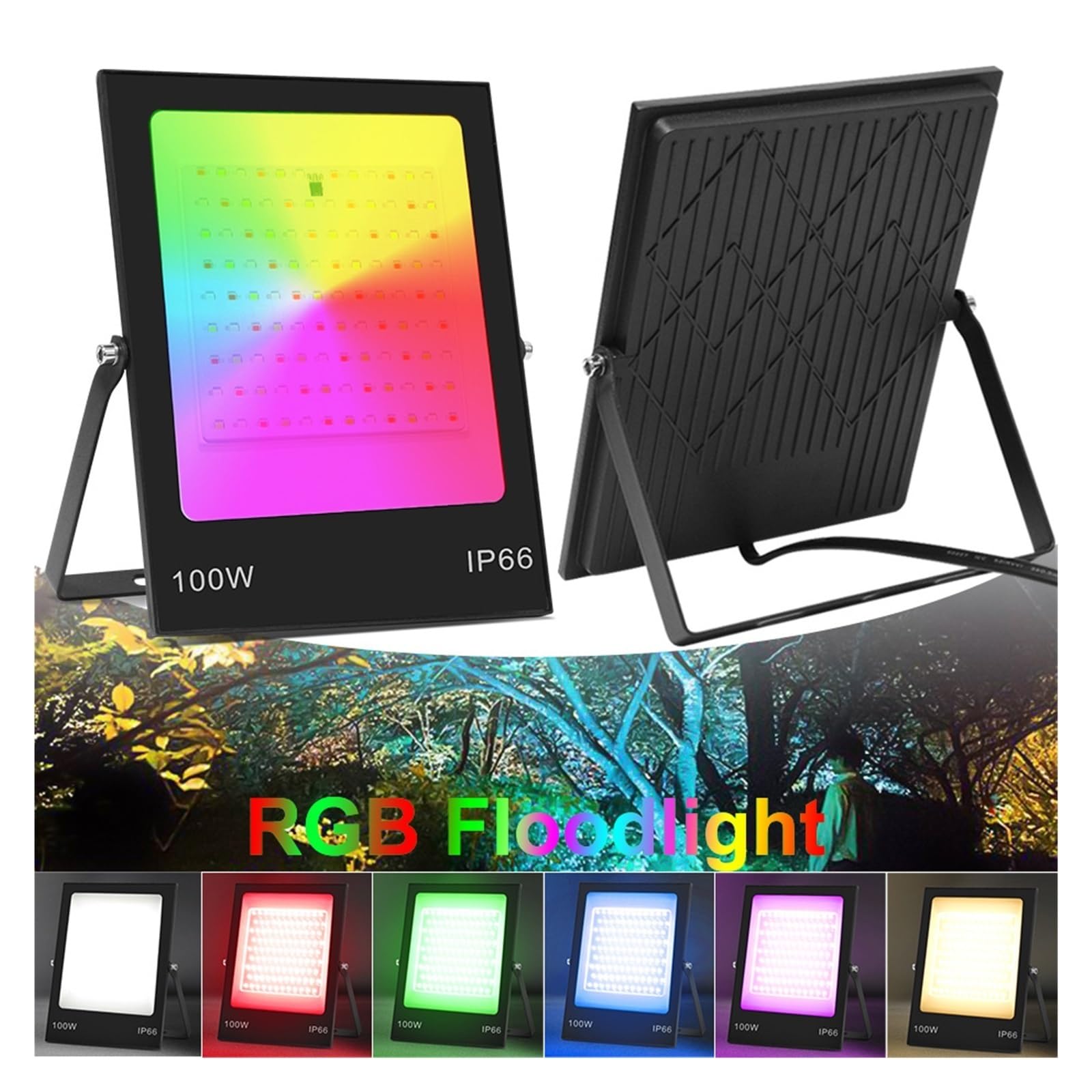 Zewnętrzne światło powodziowe Ultra Cienki Reflektor Led RGB 30W 50W 100W 200W IP66 Do Oświetlenia Projektora Zewnętrznego Oświetlenie miejsca pracy(100W)