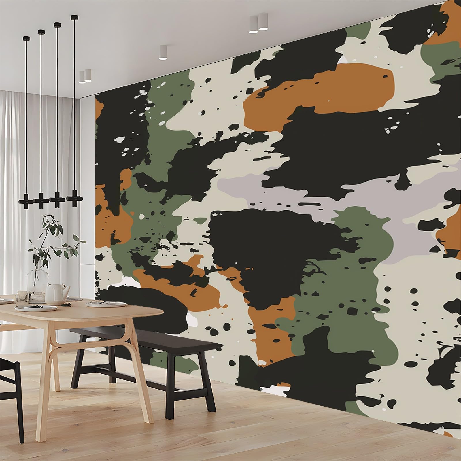 Papier peint graffitis camouflés pour créer une ambiance street art unique dans la chambre d'ado