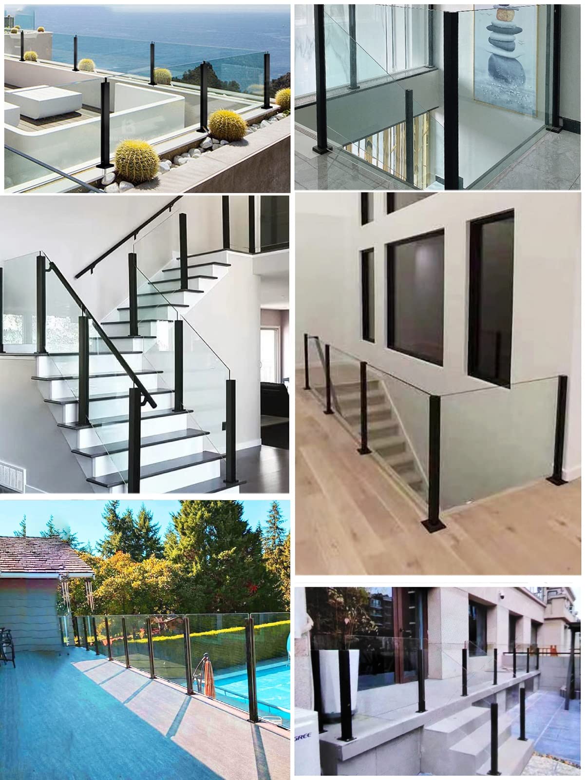 Glass Balustrade Post Clamp, Terrace Balcony Deck Glass Panel Post, 60/70/80/90/100/110/120/130 cm Tall Baluster Column Kit, 304 Stainless Steel Fence Support System ( Color : Mid Post , Size : Height