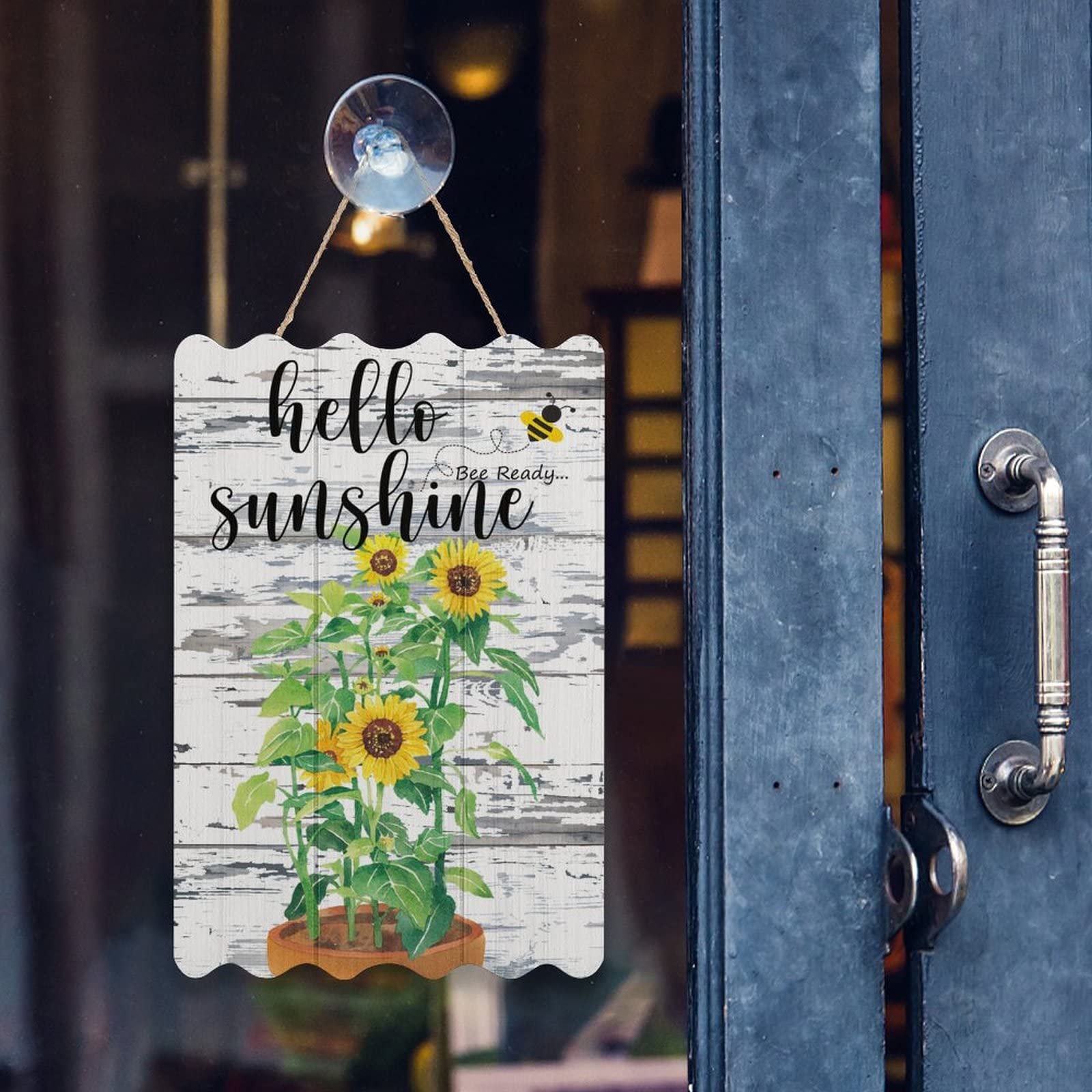 NA Hello Sunshine - Targa in legno con scritta in lingua inglese Hello Sunlight, con scritta in legno e scritta in inglese Fattoria e ufficio, 30 x 30 cm