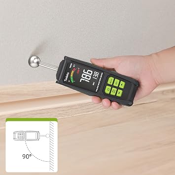 Tadeto Moisture Tester with Colour LCD Display and Alarm Function, Analysis Depth 20 to 40 mm, for Walls, Wood, Masonry, Concrete, Gypsum, Building Materials (Black)